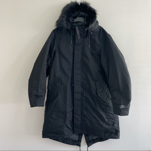 Nike Mens NSW Down Fill Parka Jacket Hooded Size L Black - Picture 3 of 14